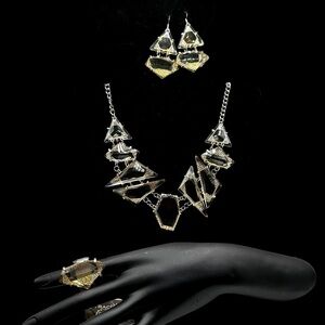 TRACI LYNN FASHION JEWELRY Swag Clear Toggle Necklace, Earrings & Ring Set 🔥🔥🔥